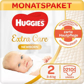 Pannolini Huggies Newborn Baby taglia 2, da 3 a 6 kg, Per neonati, Con indicatore di umidità, 210 pannolini Mother and Baby Naty Shop