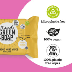 Salviette umidificate per mani Marcel's Green Soap, confezione da 60 - Vaniglia e fiori di ciliegio - A base vegetale - Biologiche
