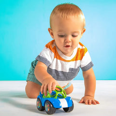 Bright Starts, Oball, mașină de jucărie cu zornăitor, jucărie cu activitate motorie pentru bebeluși și copii mici de la 3 luni, 1 bucată, culoare aleatorie albastru sau roșu Jucarii Bebe Naty Shop