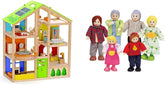 Hape E3401 Casă Patru Anotimpuri, Mobilată și E3500 - Familie de Păpuși, Piele Deschisă