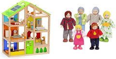 Hape E3401 Casă Patru Anotimpuri, Mobilată și E3500 - Familie de Păpuși, Piele Deschisă