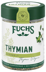 Fuchs Gewürze - Thyme gerebelt - Mediterranean Kräuternote für Feta, Gemüse und Fleischgerichte - ingredienti naturali - 20 g in wiederverwendbarer, recyclebarer Dose