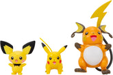 Pokemon PKW2778 Select 3-Pack cu Pichu și Pikachu și figuri de luptă Raichu de 7,6 cm, Evolution Multipack Style 2 Action figures Naty Shop Multipack - Pichu, Pikachu, Raichu