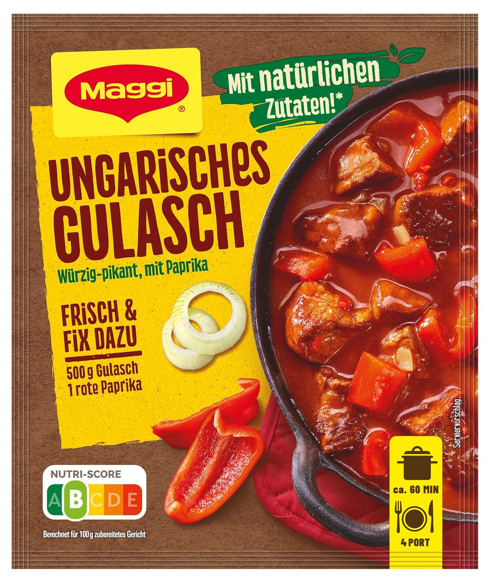 MAGGI Fix per gulasch ungherese, Würzmischung, mit natürliche Ingredient*, per 4 porzioni, 1er Pack (1 x 56g Packung)