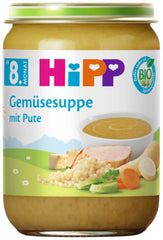 Zuppa di verdure di tacchino HiPP Bio (6 x 190g), da 8 mesi, senza sale aggiunto, con Omega-3, della migliore qualità biologica