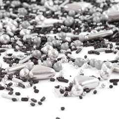 Streusel Glück Black Beauty, Mix Sprinkles Argintiu - Negru, 90 grame Sprinkles Naty Shop