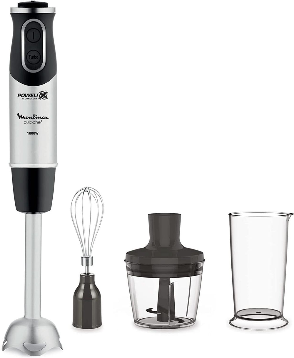 DD6558 DD655810 Quickchef Tauchmixer 3 in 1, tecnologia Powelix, 3 ripiani, acciaio inox, acciaio/nero Kitchen Naty Shop