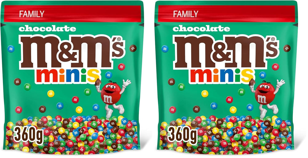 M&M's Chocolate Minis, Cioccolato, 1 x 324 g, Lenticchie al cioccolato (324 g) (Confezione da 2)