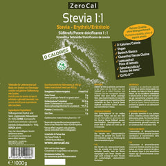 Stevia 1:1 (Erythrit - Stevia) - Natürlicher Zuckerersatzstoff, 1000 G Dolcificanti Naty Shop