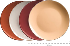 MÄSER 931871 Bordo metallico, Stoviglie moderne per 4 con bordo color ottone, servizio combinato 16 pezzi Set di stoviglie Naty Shop