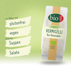 Bioasia Organic Glass Noodles - Tagliatelle di vetro lunghe con amido di piselli biologici - Naturalmente vegane e senza glutine - 1 x 100g