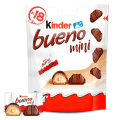 Kinder Bueno Mini - Barrette Croccanti di Cioccolato Wafer, Crema al Latte e Nocciole e Cioccolato Finissimo al Latte - Dolcetti di Carnevale - 1 Busta di Mini Barrette Incartate Singolarmente (1 x 108g)