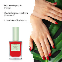 Smalto rosso ad asciugatura rapida (Poppy Red) - smalto naturale con formula vegana - traspirante, sostenibile e di lunga durata, 14 ml