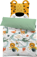 Biancheria da letto 3D in microfibra animali unisex Biancheria da letto per bambini Naty Shop Leone con orecchie 135×200+80×80