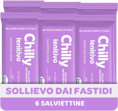 Chilly Lenitivo - Salviette detergenti lenitive, confezione da 6 salviette umidificate per neonati Naty Shop
