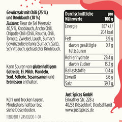 Just Spices Peperoncino Aglio Sale I Gewürzmix, der zu allen Gerichten schmeckt I Gewürzdose, 55 g