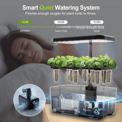 Sistema di coltivazione idroponica: 8 capsule, lampada LED a spettro completo da 24 W con avviso di livello basso dell'acqua | Giardino interno per cucina, soggiorno, scuola | Idea regalo per giardinieri dilettanti