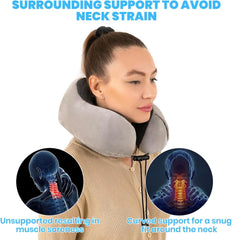 Pernă de gât, pernă de gât pentru avion, pernă de călătorie, pernă de gât pentru adulți, pernă de gât pentru mașină, pernă pentru casă, pernă ergonomică din spumă cu memorie, lavabilă cu spate îngust, reglabilă, gri