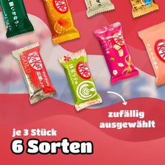 Scatola di campioni - 18 KitKat Japan Mini | Scatola per campioni di dolci giapponesi, idea regalo per snack giapponesi, famosa scatola a sorpresa con Matcha e altre varietà rare.