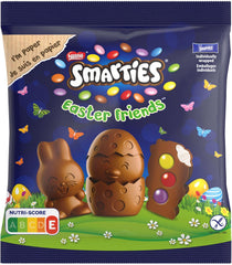 NESTLÉ SMARTIES Easter Friends, figurine a tema pasquale, realizzate in finissimo cioccolato al latte con ripieno cremoso e mini lenticchie colorate con cioccolato SMARTIES, 1 confezione (1 x 65g)