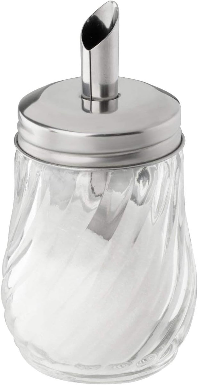 Dozator de zahăr FMprofessional 160 ml FLEURETTE, recipient de sticlă, recipient pentru dozare ușoară, recipient pentru diverse ocazii, recipient de înaltă calitate (culoare: argintiu), cantitate: 1 bucată