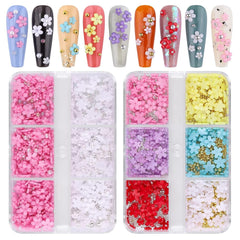 Kalolary Flori Nail Art Talismani, Flori Acrilice 3D pentru Unghii Ornamente Florale cu Cinci Petale Pietre PreČioase pentru Unghii Strasuri pentru Unghii MÄrgele Metalice Mixte pentru Design Nail Art DIY ConfecČionarea Bijuteriilor (2 Cutii)