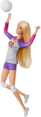 Barbie Made to Move - Păpușă jucătoare de volei cu tricou și minge - 22 de articulații pentru joc realist, include echipament de volei și sport, HKT72