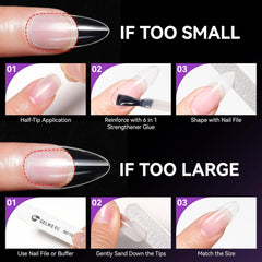 Gelike Ec Scurte Unghii Migdalate – Unghii Moi cu Acoperire Completă, Unghii Artificiale Pre-Lustruite pentru Extensii de Unghii, Studio de Unghii pentru Acasă, Salon DIY, 120 Bucăți, 12 Mărimi