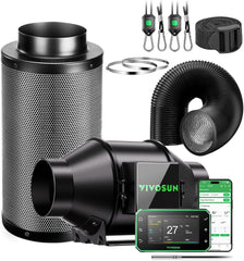 VIVOSUN Kit ventola/scarico in linea AeroZesh G4 intelligente da 100 mm con GrowHub E42A+, controller di temperatura e umidità, telecomando WiFi/app, filtro a carbone attivo e tubo per tende da coltivazione e coltura idroponica