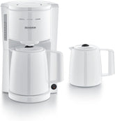 Espressor Severin cu filtru și 2 carafe termice, espressor cu capac, turnare fără picurare, menținere lungă a temperaturii, oprire automată, 1000 W, aprox. 1 litru, alb, KA 9309