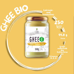 Cibo Bio Ghee 500g – Milk aus Parma und Reggio Emilia – Hergestellt in Italien – Weidekühe – Rauchpunkt 250°C – Aus Centrifugensahne