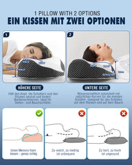 Pernă pentru gât, pernă ortopedică pentru dureri de gât din pernă cu spumă de memorie, pernă ergonomică pentru sprijin optim, pernă de sprijin pentru gât pentru spate lateral și suporturi abdominale Perne ortopedice cervicale Naty Shop