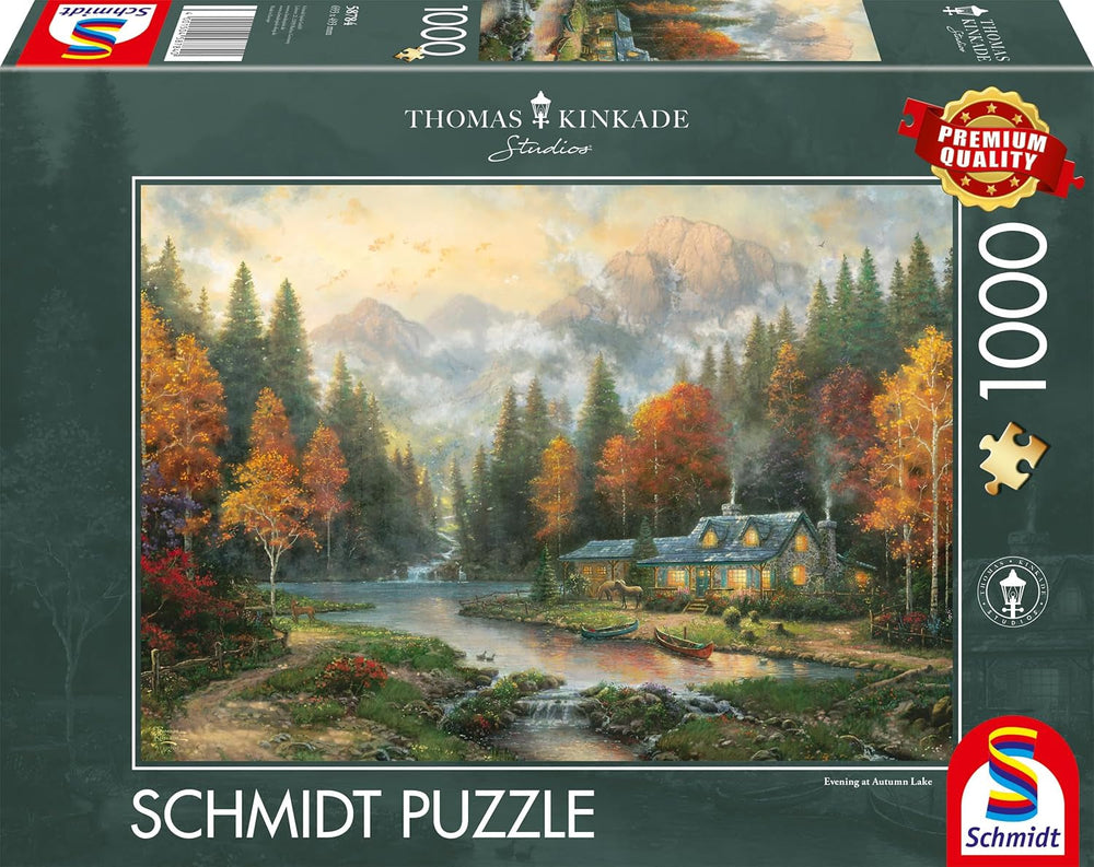 Schmidt Spiele 58784 Thomas Kinkade, Seară la lacul de toamnă, puzzle jigsaw 1000 piese, colorat Puzzle Naty Shop Titlu implicit