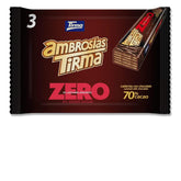 Napolitane cu ciocolată neagră Tirma 70% cacao | Fără zahăr adăugat | Potrivite pentru dietele keto | Conținut scăzut de carbohidrați | Pentru diabetici | Pachet multiplu de napolitane cu ciocolată | 3 bucăți | 64,5 g