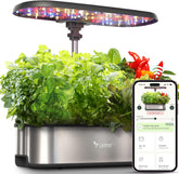 LPH-SE Sistema di Coltivazione Idroponica WiFi, Kit da Giardino Intelligente per Erbe da Interno da 12 Vasi, Giardino Interno con Luce di Coltivazione a LED da 24 W, Serbatoio dell'Acqua da 5,5 Litri, Sistema di Pompaggio, Timer Automatico