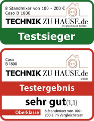 CASO B 1800 Powerblender-Set - Robot da cucina, 28.000 giri/min, bicchiere di vetro 1,75 L, incl. Trinkflasche Und Zerkleiner, Mixer Testsieger Mit Sehr Gut, Edelstahl Naty Shop