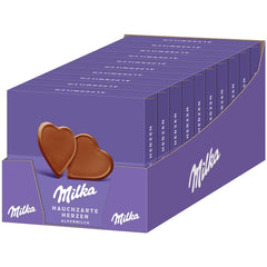 Milka I love Milka Hearts – Cioccolato al latte alpino che si scioglie in bocca e pregiate nocciole di bosco – 10 x 130g