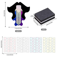 100 de Čabloane pentru unghii, Čabloane de modelare, autoadezive, cu 4 foi de tampoane adezive transparente pentru unghii Či 3 pile de unghii, accesorii pentru extensii de unghii cu gel, pentru unghii artificiale