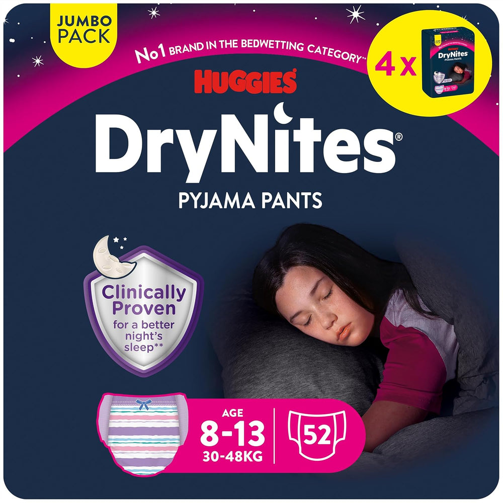 Huggies DryNites Pannolini per pipì notturna per ragazzi da 13 a circa 8-13 anni (30-48 kg) Confezione mensile Jumbo da 33 pezzi (3x11) Mutandine per pannolini XL Prodotti da bagno Vazba