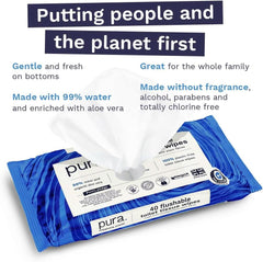 Salviette umidificate lavabili ecologiche, senza plastica, sensibili e nutrienti, certificate Fine To Flush, salviette umidificate biodegradabili per neonati Naty Shop