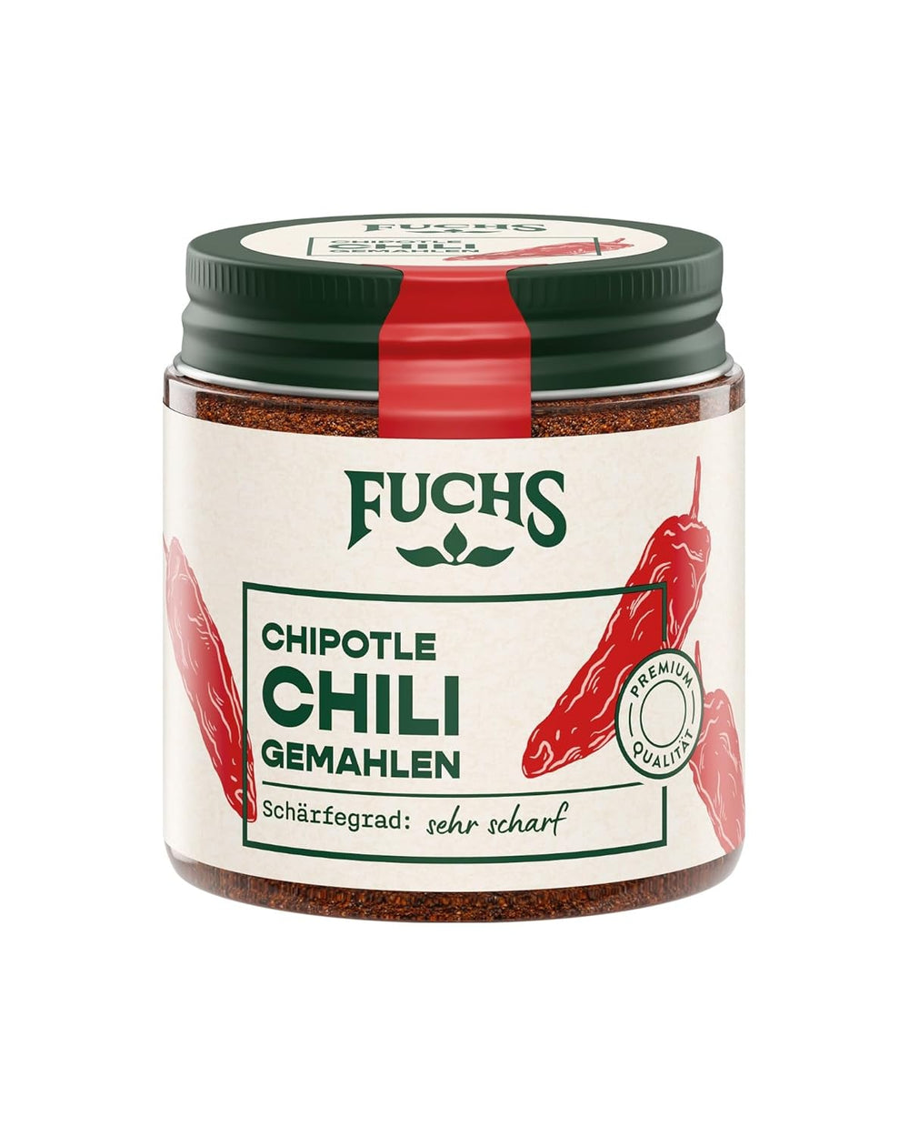 Fuchs Gewürze - Chipotle Chili gemahlen | Rauchiges Chilipulver | Peperoncino in polvere di qualità Premium 50 g im wiederverschließbaren Gewürzglas