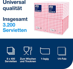 Tork Bistrored Lunch Napkin, 1/4-fold, 1 strat, 33 Cm × 33 Cm, 8 × 400 șervețele, 509359