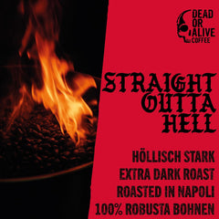DEAD OR ALIVE DIAVOLO – Espresso Extra Dark – 100% Robusta – Extrem de Puternic – Aciditate Scăzută – Cremă Stabilă – Boabe Întregi 1kg – Prăjire Napoli