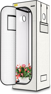 Tenda da coltivazione 60x60x180 cm, materiale Oxford 600D con pellicola riflettente in poliestere, tubi in acciaio da 22 mm, prese d'aria e finestre di visualizzazione, tende da coltivazione per coltura idroponica, serre e giardini interni