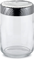 Alessi Veneer PU05/100 - Oală de bucătărie cu design ermetic, borcan de sticlă cu capac din oțel inoxidabil 18/10 cu decor în relief Cutii depozitare alimente Naty Shop Multicolor O mărime se potrivește tuturor