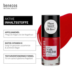 Benecos 20-Free smalto vegano, rosso vintage - smalto alle erbe - asciugatura rapida e lunga durata - permeabile all'acqua - arricchito con biotina - 5ml