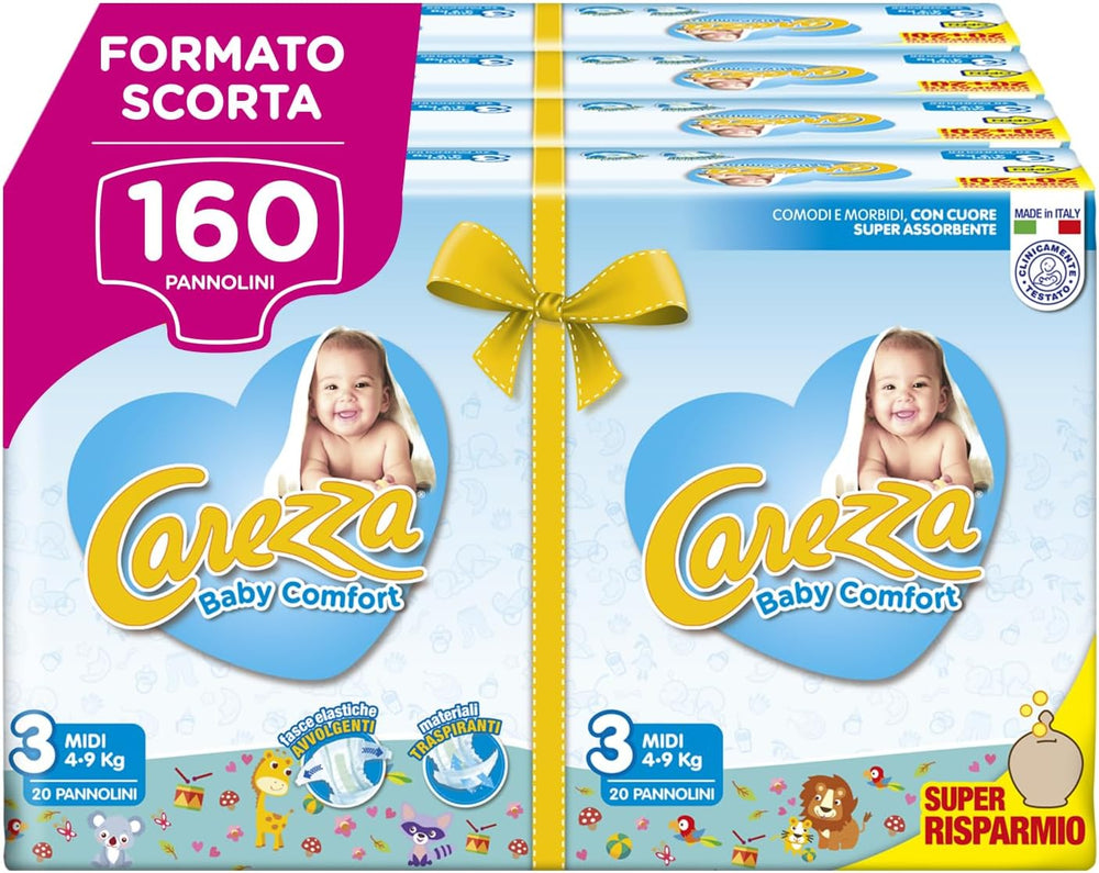 Pannolini Baby Comfort Midi | Taglia 3 (4-9 kg) | 160 pannolini