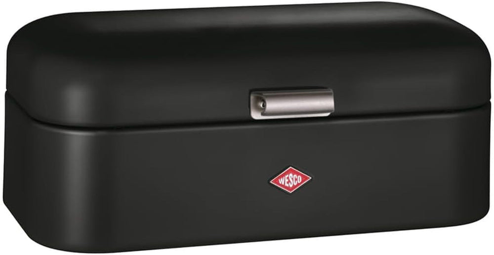 Coș de pâine Wesco Grandy în culoarea negru mat, tablă de oțel acoperită cu pulbere, găuri de ventilație și mâner robust Cutii depozitare alimente Naty Shop Negru mat