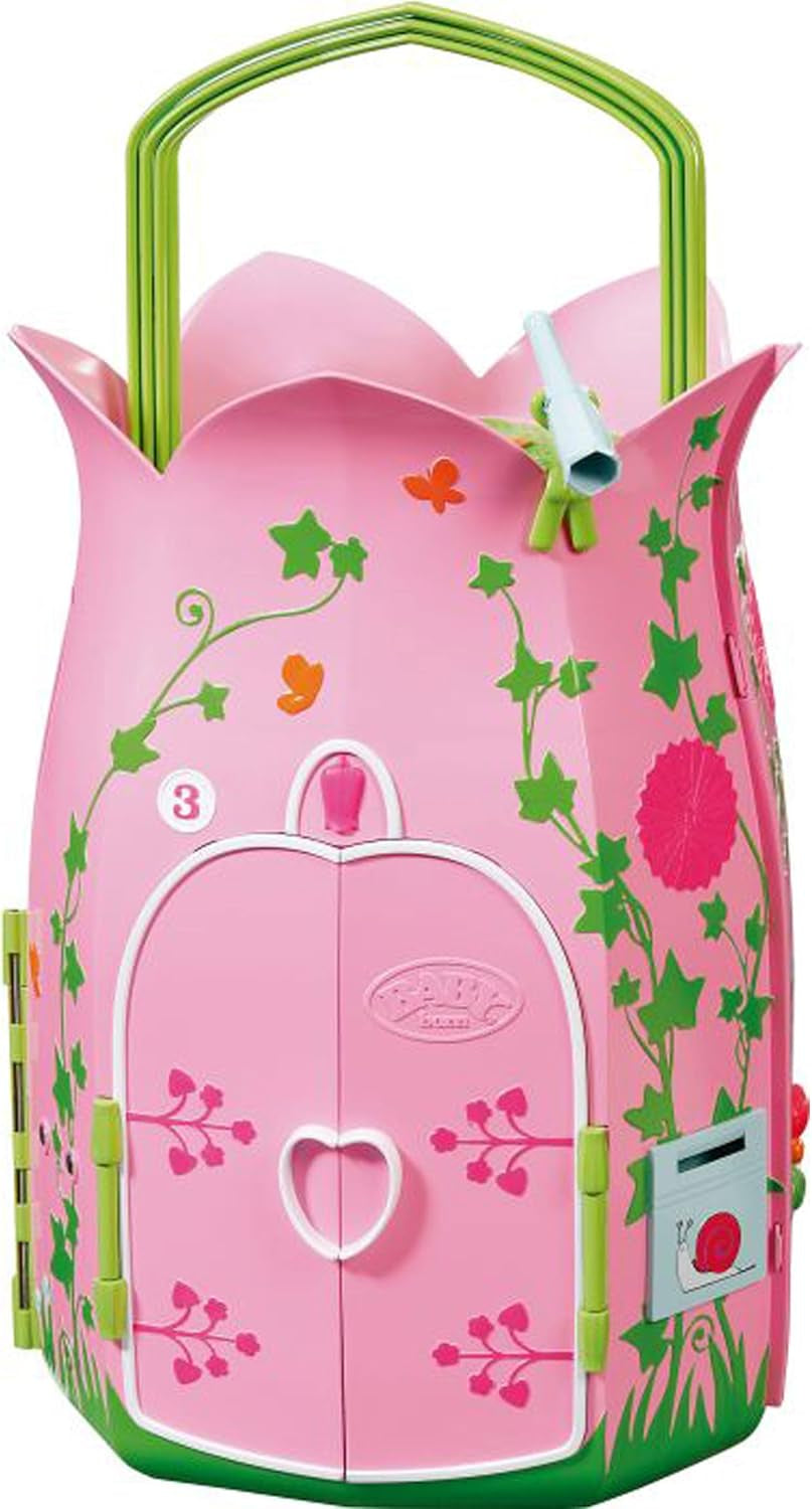 BABY Born Storybook Cottage, Casa delle Bambole Pieghevole per Bambole da 18 cm con Tavolo, Camino, Lettino e Telescopio, Rosa Verde, 833803 Zapf Creation Dollhouses Naty Shop Titolo predefinito