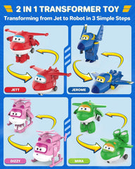 Super Wings Transform-A-Bots World Airport Crew - Serie 1 - Confezione da collezione Crew - 15 personaggi giocattolo - Action figure da 2" Naty Shop